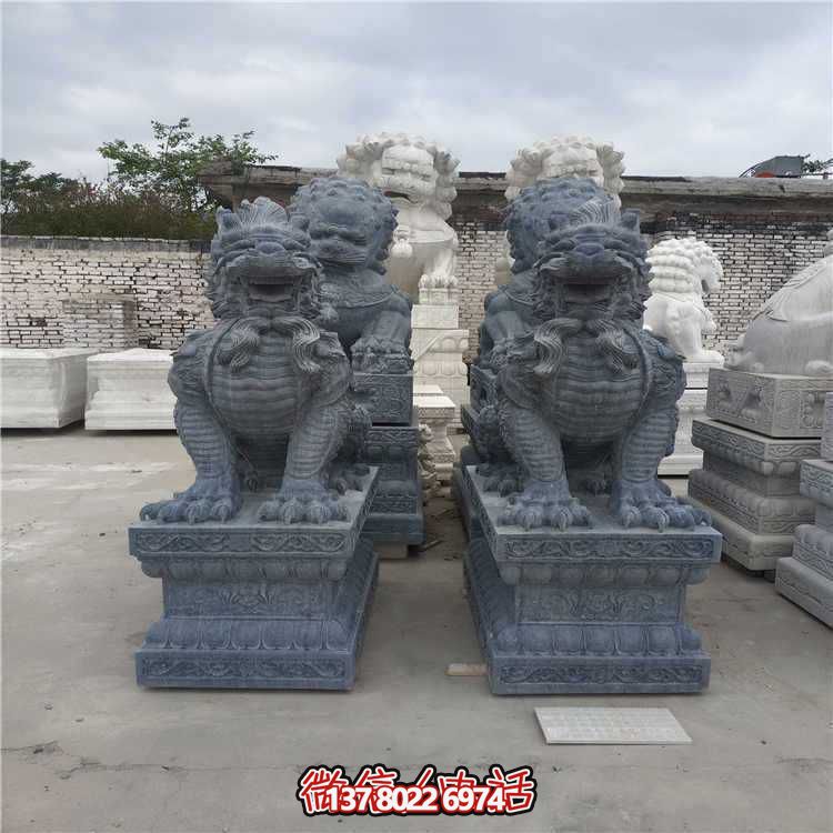 墓园摆放青石雕刻麒麟神兽雕塑