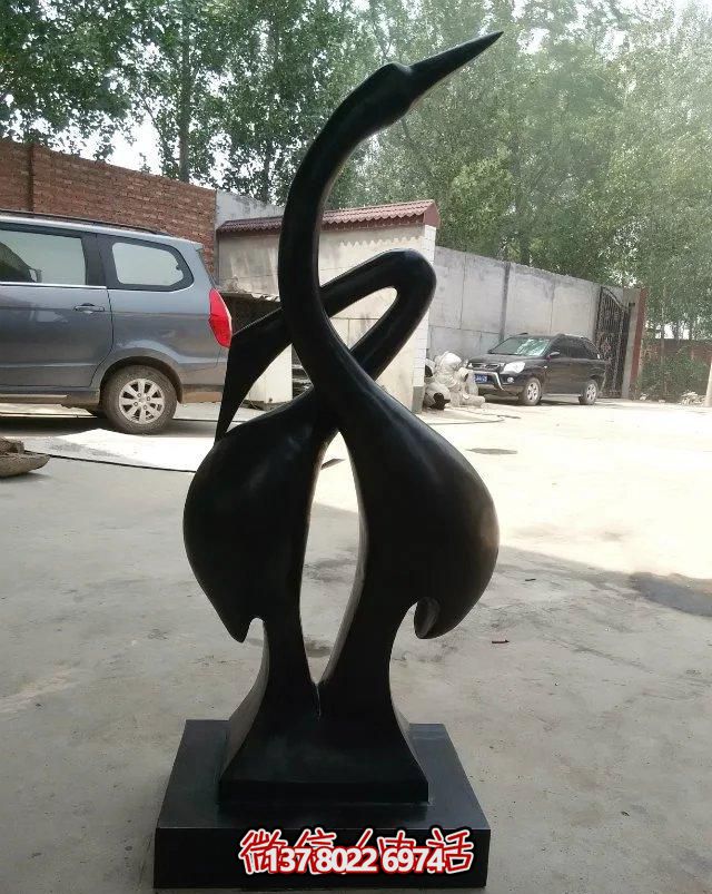 工园庭院酒店创意抽象不锈钢天鹅雕塑