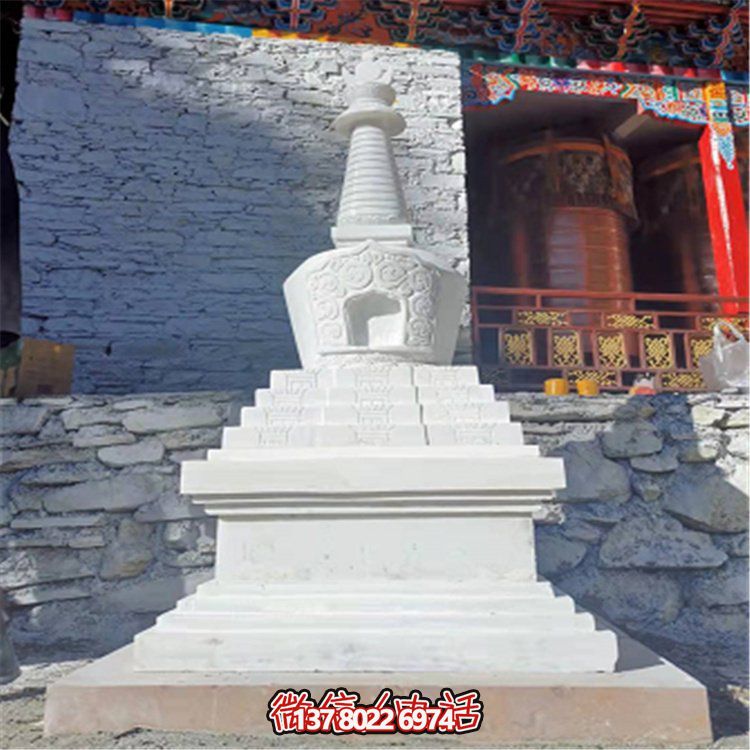 天然石材汉白玉浮雕寺院藏式舍利宝塔