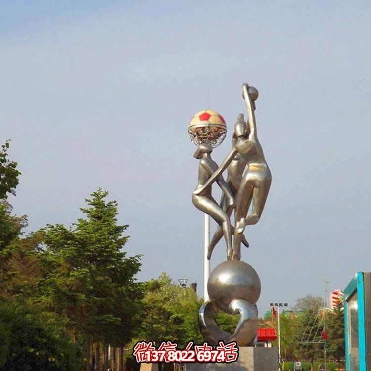校园创意不锈钢抽象打排球运动人物雕塑