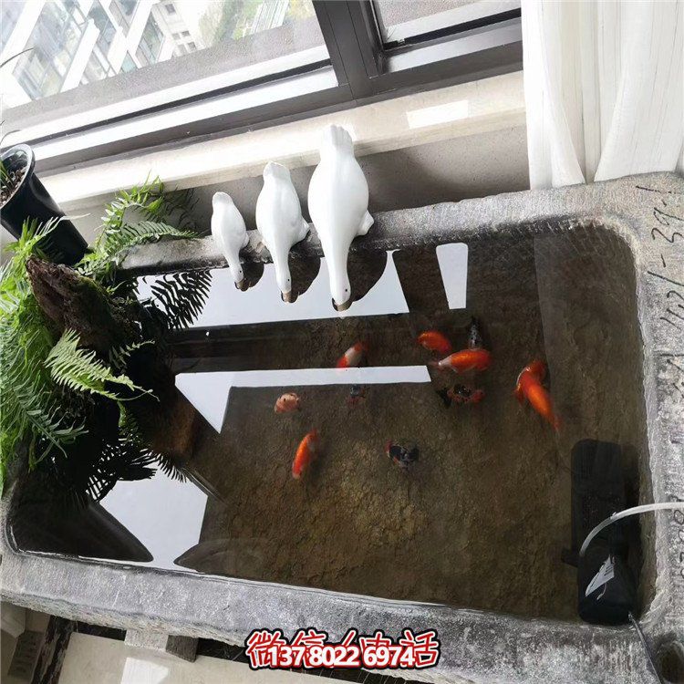 青石雕刻老石槽养鱼庭院阳台摆放水池