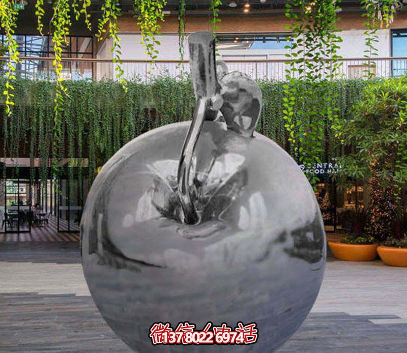 步行街公园不锈钢镜面苹果雕塑