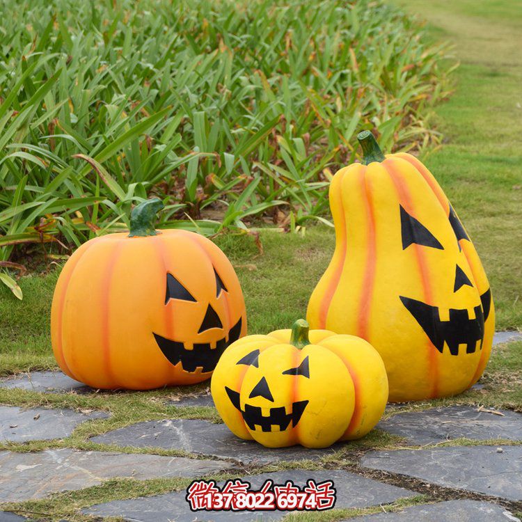 游乐园摆放玻璃钢卡通万圣节主题南瓜雕塑