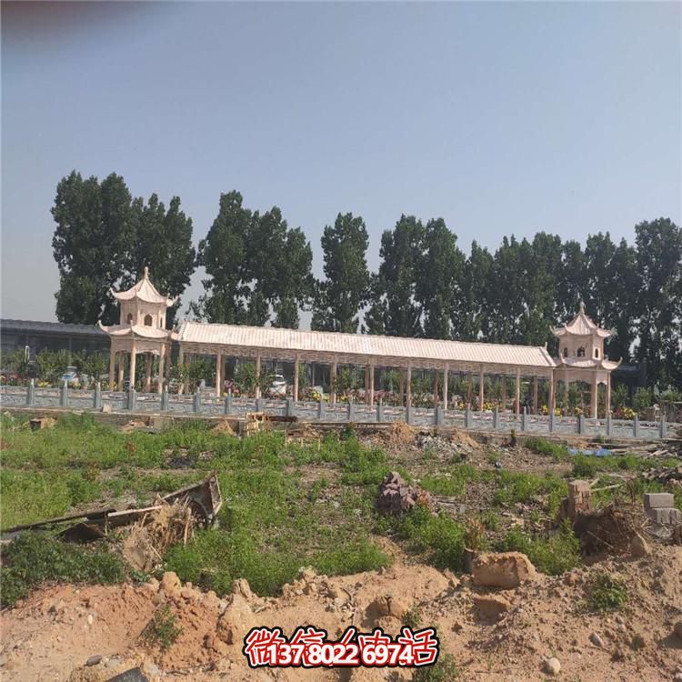 户外景观晚霞红大理石石雕长廊凉亭雕塑