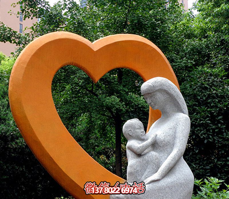 景区公园玻璃钢抽象母子雕塑