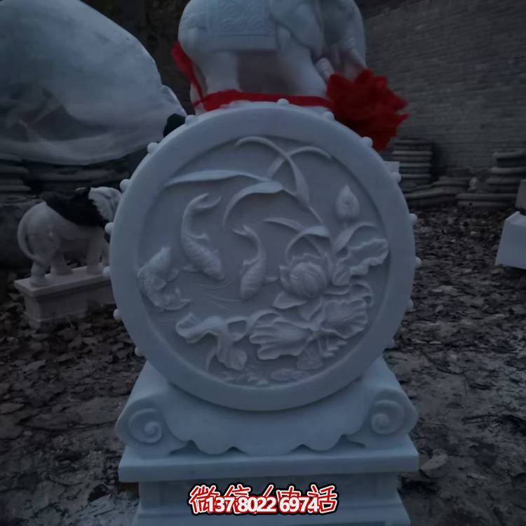 庭院户外大理石石雕户外门口抱鼓石雕塑