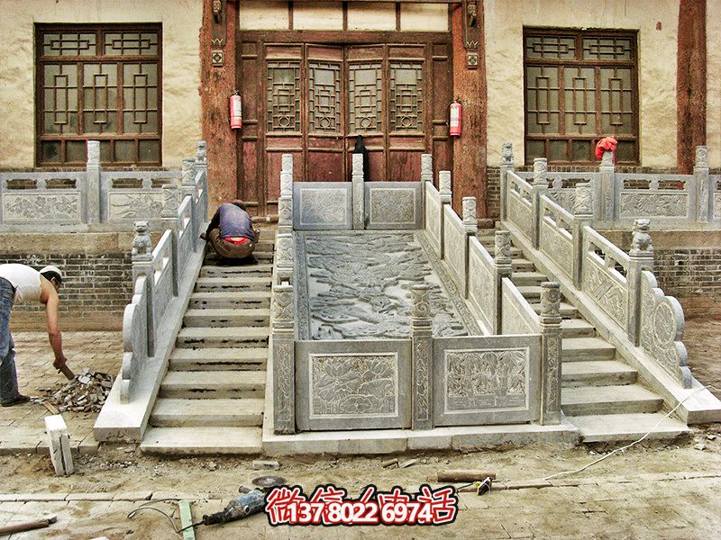 景点台阶走廊护栏青石浮雕栏杆