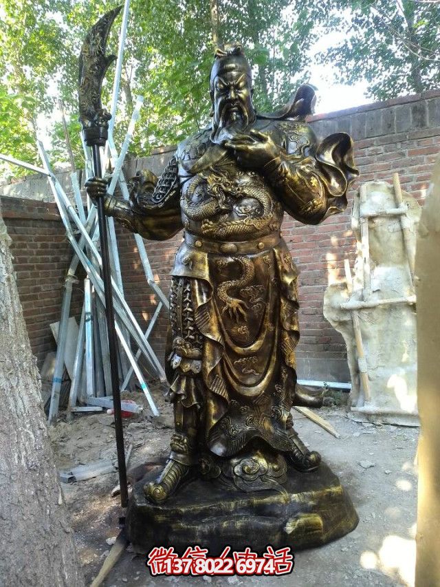 玻璃钢仿铜户外景区大型关公雕塑