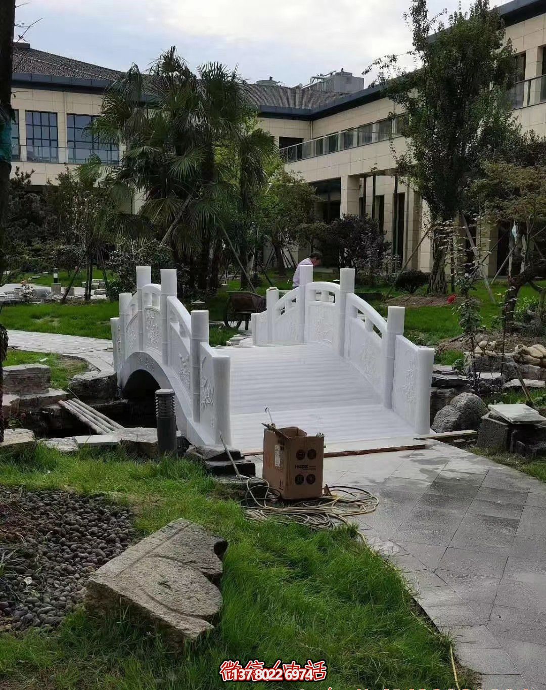 酒店度假区汉白玉拱桥石雕