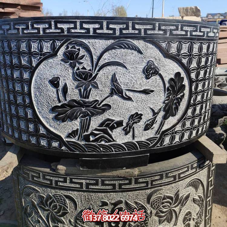 青石石雕鱼缸花盆石槽庭院户外仿古水槽石缸石盆室内养鱼缸雕塑