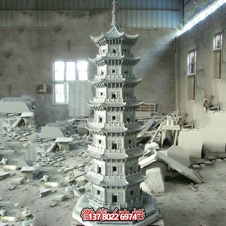 寺庙景区大型大理石石雕佛塔雕塑摆件