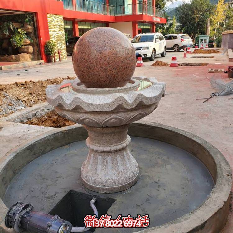 花岗岩石雕喷泉风水球酒店户外流水喷泉雕塑