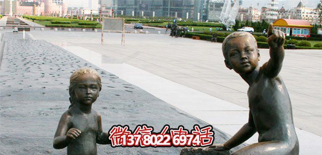 广场小孩玩耍人物铜雕儿童雕塑