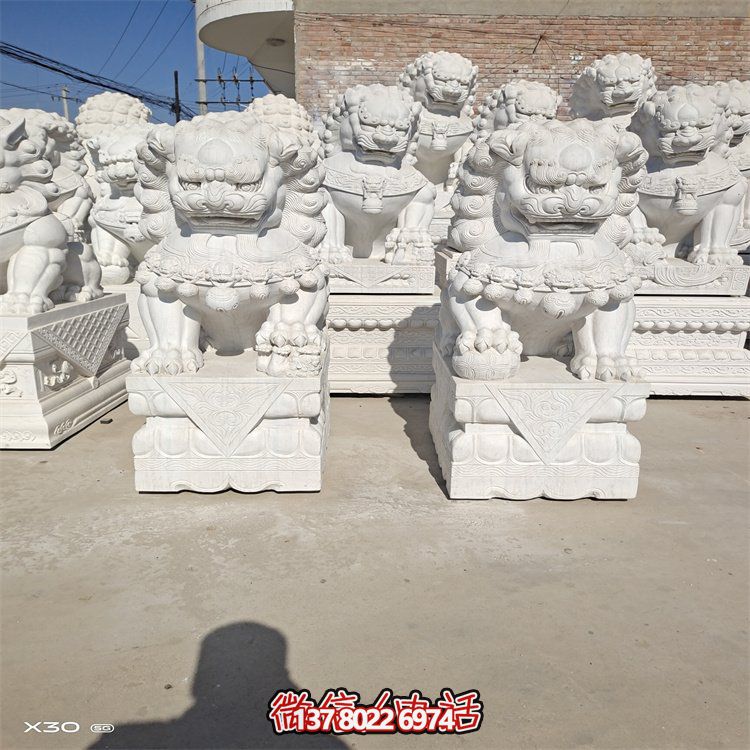 汉白玉优质天然石材雕刻石狮子庭院别墅大门前摆件