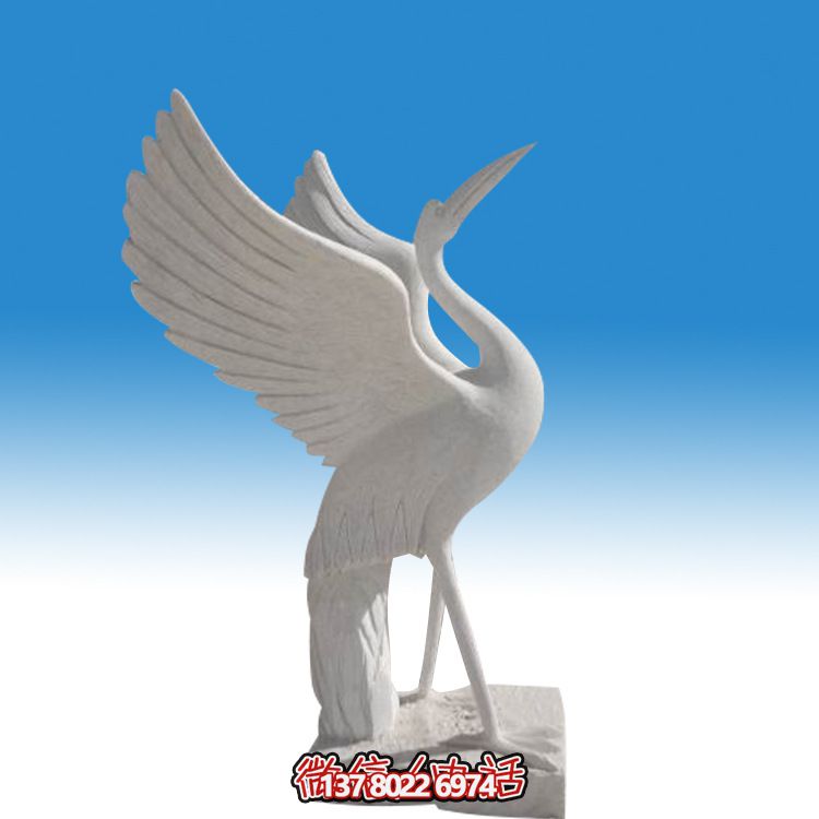 汉白玉石雕公园户外景区大型装饰品仙鹤雕塑