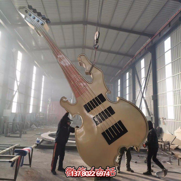 广场景观抽象吉他乐器造型不锈钢雕塑摆件