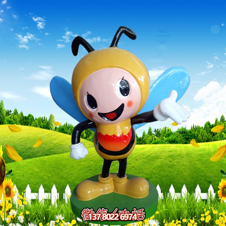 饭店学校门口摆放彩绘打招呼蜜蜂玻璃钢雕塑