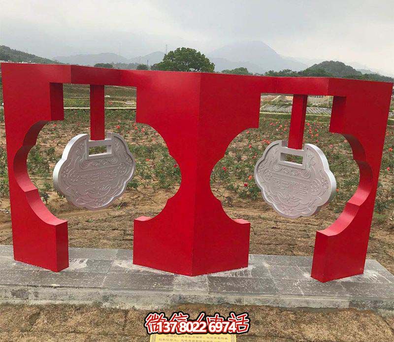 公园创意两个同心锁雕塑