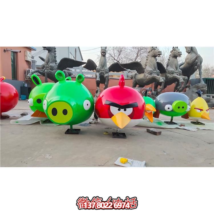 玻璃钢卡通愤怒的小鸟公仔儿童乐园摆件