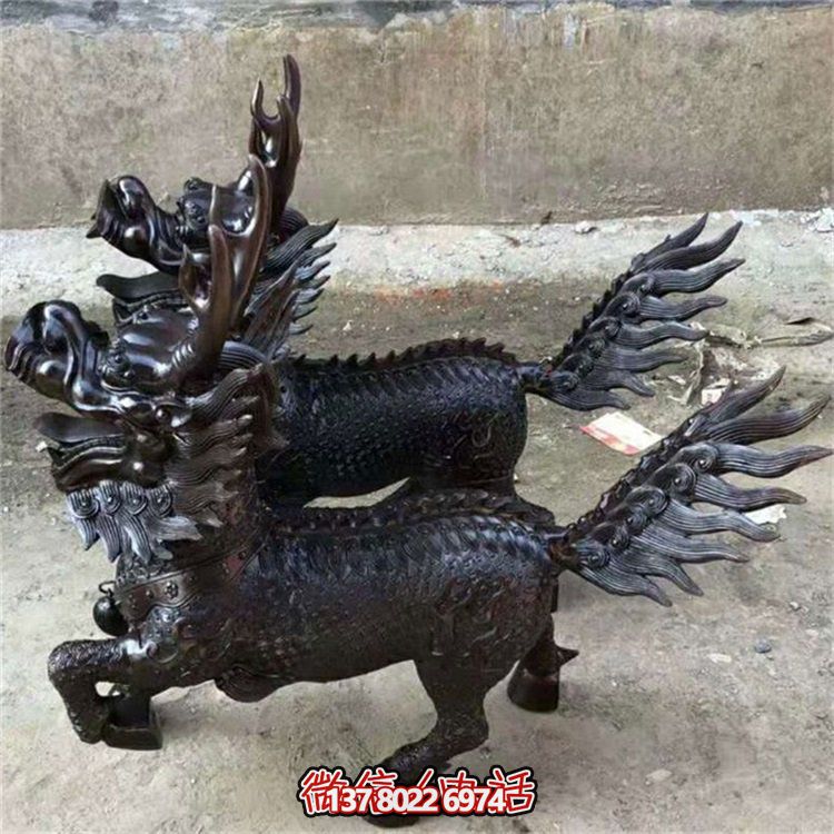 酒店广场门口黄铜麒麟摆件雕塑