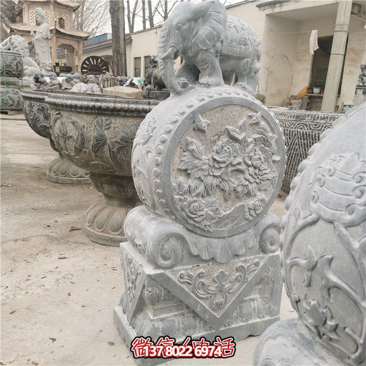 抱鼓石雕塑庭院别墅小区门口摆件