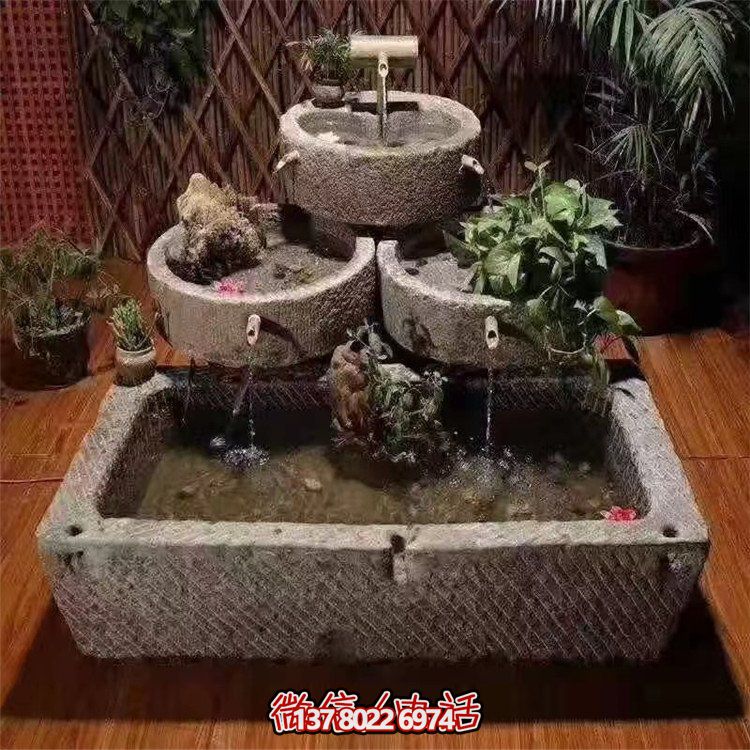 庭院流水摆件大理石石雕老石槽雕塑