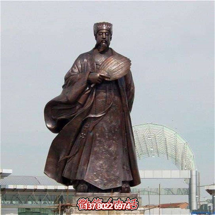 景区广场摆放大型纯铜铸造古代军事家诸葛亮人物雕像