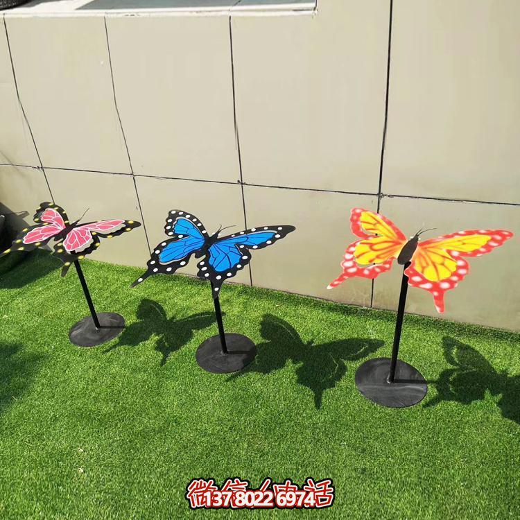 园林草坪户外不锈钢彩绘昆虫景观蝴蝶雕塑