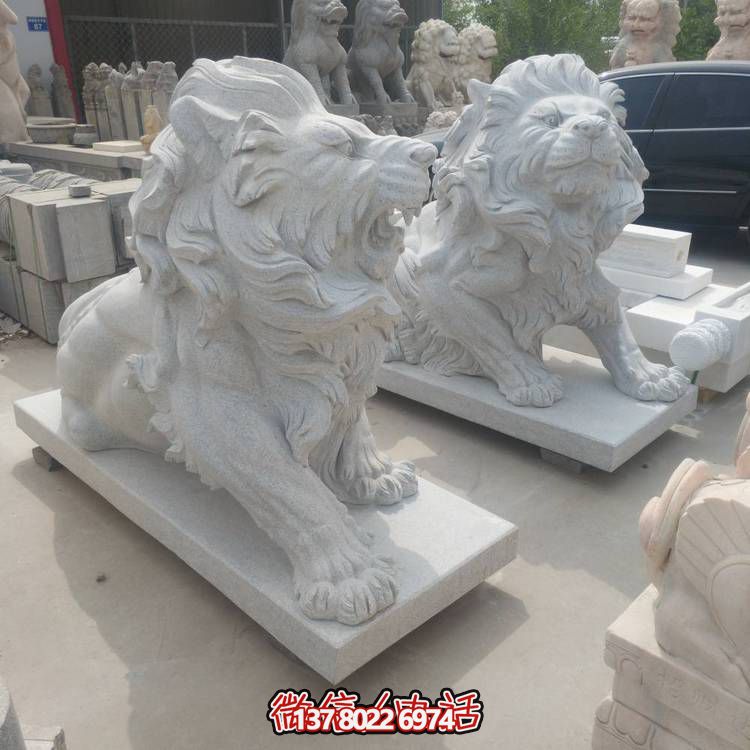 大理石石雕创意景观工厂企业镇宅招财狮子雕塑