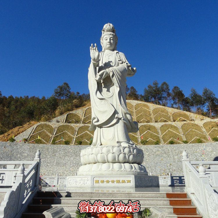 户外广场大型石雕佛像观音雕塑