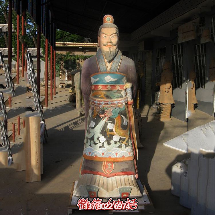广场园林玻璃钢彩绘秦始皇塑像 广场园林玻璃钢彩绘秦始皇塑像