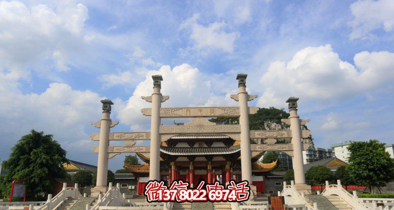 寺庙三门简易石华表石柱牌坊雕塑