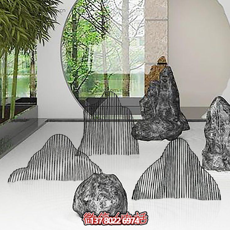 不锈钢拉丝精神景观摆件