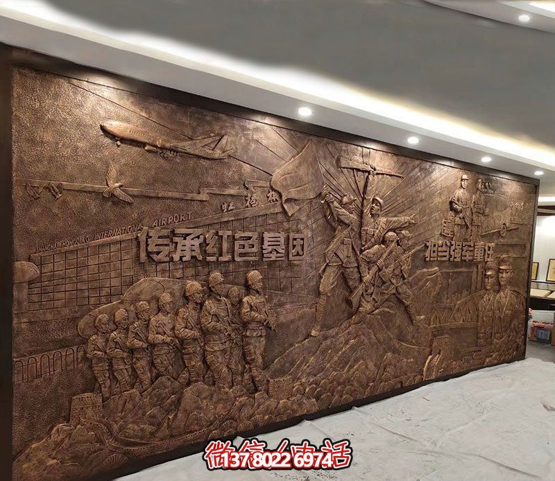 党建主题解放军铜浮雕解放军雕塑