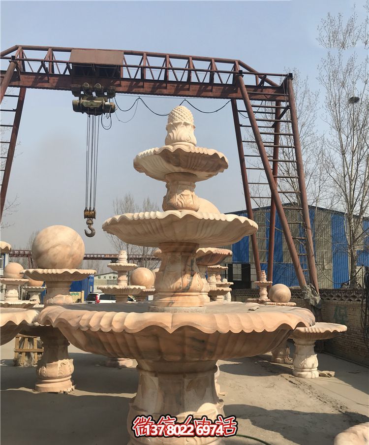 公司大理石多层风水球喷泉雕塑