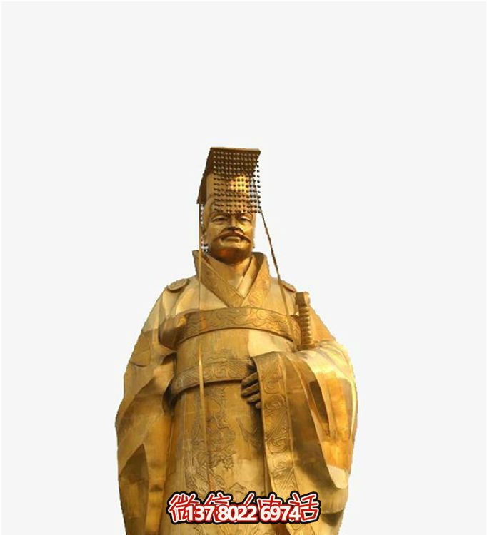 景区广场摆放黄铜铸造千古一帝秦始皇雕像