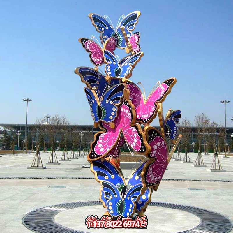 企业玻璃钢彩绘蝴蝶雕塑