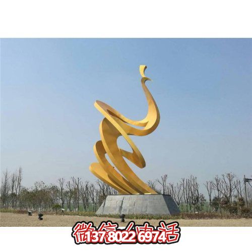 广场户外摆放大型不锈钢抽象孔雀景观雕塑
