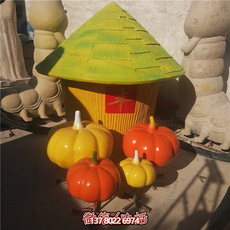 农场摆放玻璃钢喷漆丰收南瓜景观雕塑