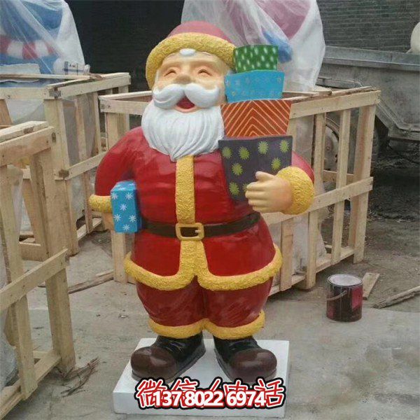 商场室内摆放节日圣诞老人玻璃钢公仔雕塑