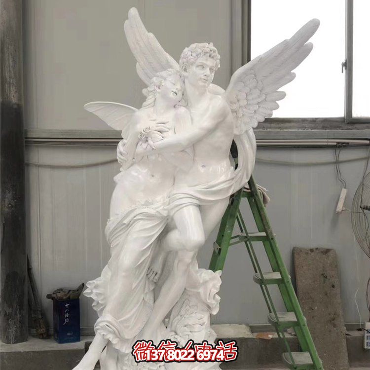 汉白玉大理石石雕西方天使人物景观雕塑