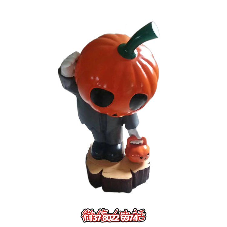 商场摆放万圣节主题玻璃钢卡通南瓜公仔小品