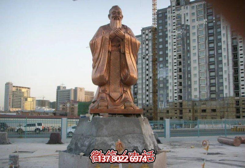 校园万世师表孔子铸造黄铜雕塑