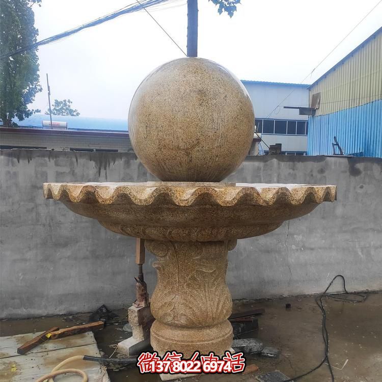 大理石石雕户外园林景观风水球喷泉雕塑