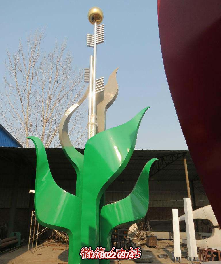 公园不锈钢抽象小麦雕塑