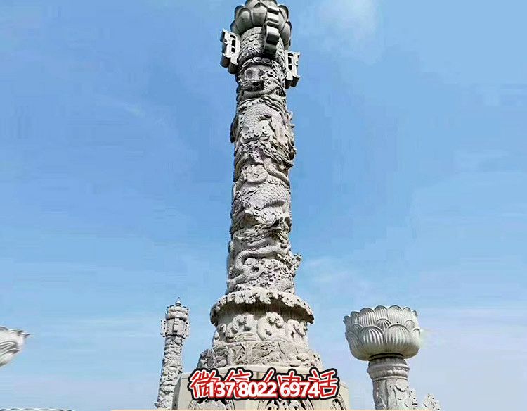 景点广场浮雕龙纹石柱雕塑