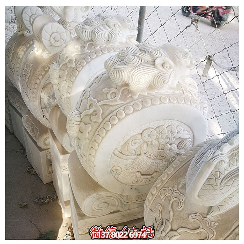 汉白玉抱鼓石门墩大型摆件酒店门口装饰工艺雕塑