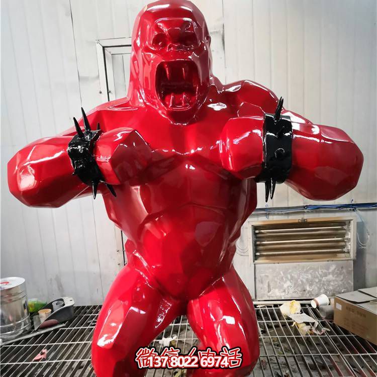 切面金刚动物摆件玻璃钢几何大猩猩雕塑