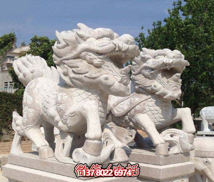 汉白玉石雕庭院别墅小区装饰品镇宅神兽麒麟雕塑