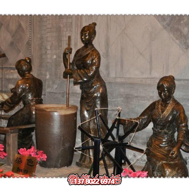 玻璃钢仿铜园林街头人物情景小品摆件